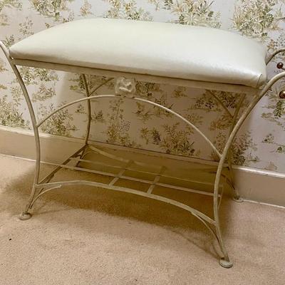 VIntage Gold Metal Wire Vanity Stool, Chair, Seat, Bench, Hollywood Glam