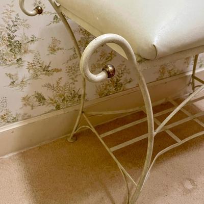 VIntage Gold Metal Wire Vanity Stool, Chair, Seat, Bench, Hollywood Glam