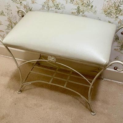 VIntage Gold Metal Wire Vanity Stool, Chair, Seat, Bench, Hollywood Glam
