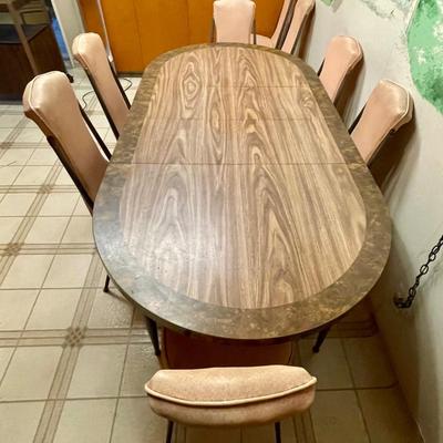 Vintage MCM Oval Dining Table with 8 Chairs and 2 leaves