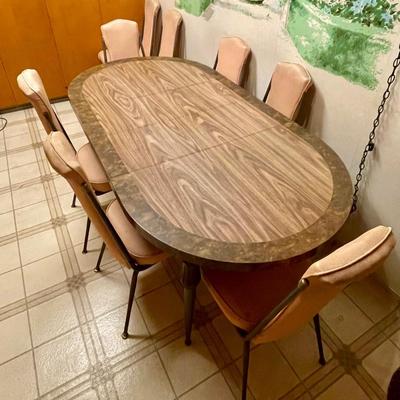 Vintage MCM Oval Dining Table with 8 Chairs and 2 leaves