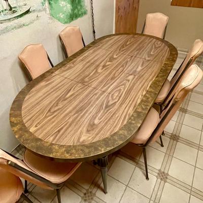 Vintage MCM Oval Dining Table with 8 Chairs and 2 leaves