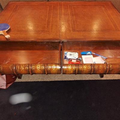Leather Top Book Table