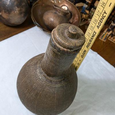 Primitive Wicker/Leather Capped Vessel
