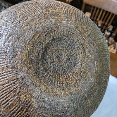 Primitive Wicker/Leather Capped Vessel