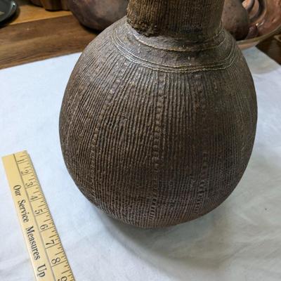 Primitive Wicker/Leather Capped Vessel