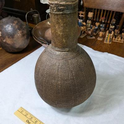 Primitive Wicker/Leather Capped Vessel