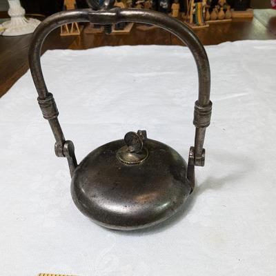Antique 1947 Forged Iron Miner's Oil Lamp, South America