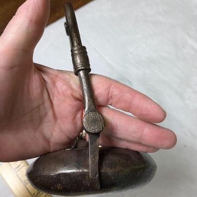 Antique 1947 Forged Iron Miner's Oil Lamp, South America