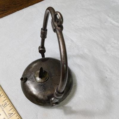 Antique 1947 Forged Iron Miner's Oil Lamp, South America
