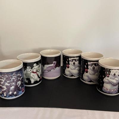 6 Coca-Cola polar bear coffee mugs