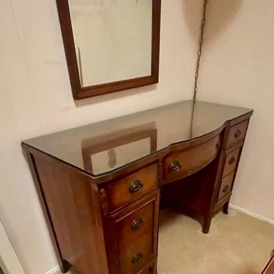Vintage Vanity with Matching Hanging Mirror