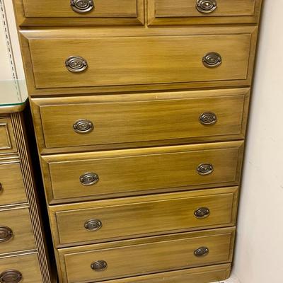 Vintage Wood Tall Boy Dresser