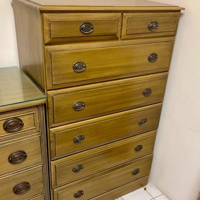 Vintage Wood Tall Boy Dresser
