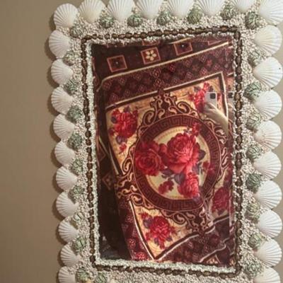 Seahell Encrusted Grotto-Style Mirror 25 Inches By 40 Inches