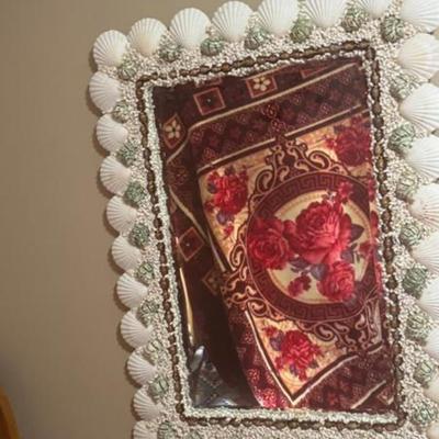 Seahell Encrusted Grotto-Style Mirror 25 Inches By 40 Inches