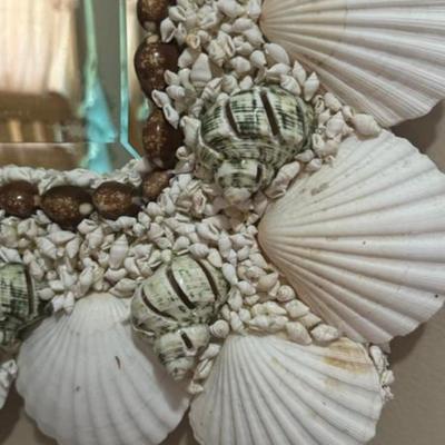 Seahell Encrusted Grotto-Style Mirror 25 Inches By 40 Inches
