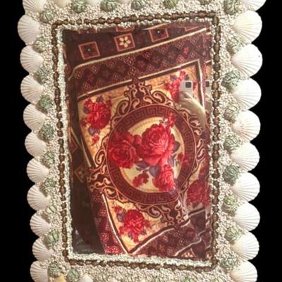 Seahell Encrusted Grotto-Style Mirror 25 Inches By 40 Inches