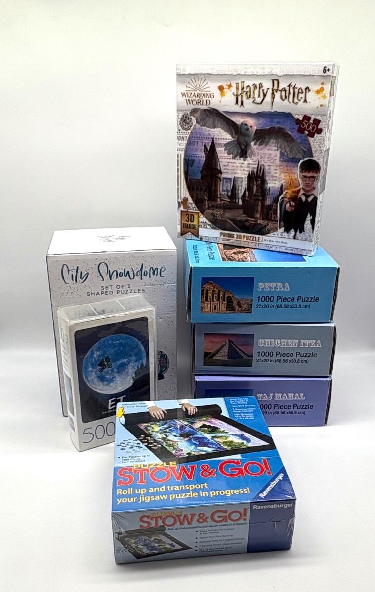 10 Puzzles with Puzzle Stow & Go Rollup and Transport for Puzzles