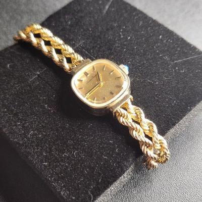 Solid 14k Gold Lucien Piccard Watch Sapphire Cabochon