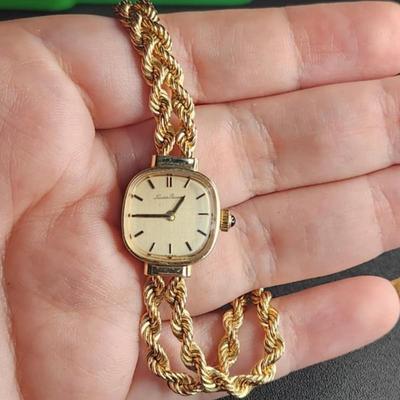 Solid 14k Gold Lucien Piccard Watch Sapphire Cabochon