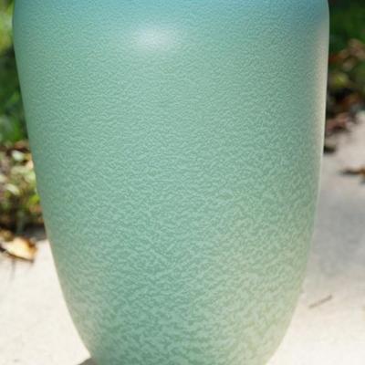 TEAL GREEN 16" VASE OF MOTTLED MATT GLAZE- UNSIGNED