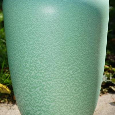 TEAL GREEN 16" VASE OF MOTTLED MATT GLAZE- UNSIGNED