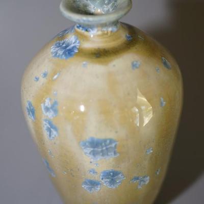 PAIR OF CRYSTALLINE GLAZED POTS /SIGNED FRIDAY FOR EDWARD FRIDAY OF MADISON, WI 1970-1980'S