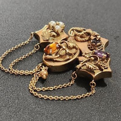 14k Victorian Hand Made Detailed Brooch