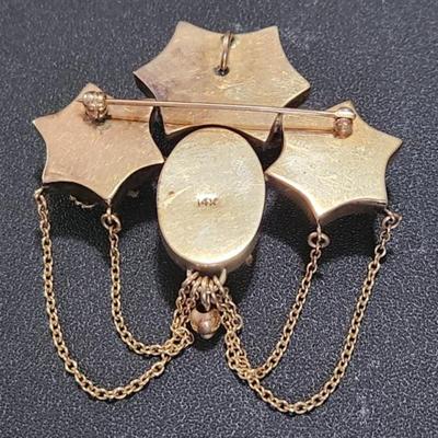 14k Victorian Hand Made Detailed Brooch