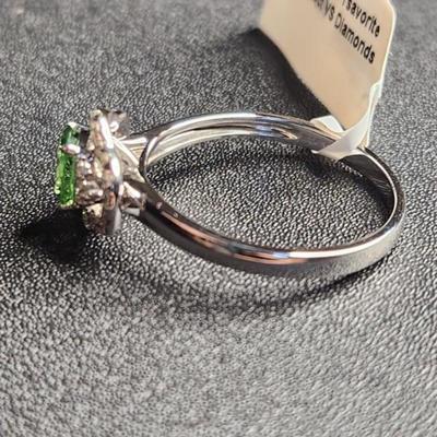 14k White Gold 1.39 Cttw Tsavorite Diamond Ring
