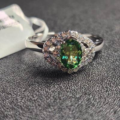 14k White Gold 1.39 Cttw Tsavorite Diamond Ring