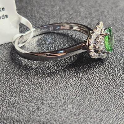 14k White Gold 1.39 Cttw Tsavorite Diamond Ring