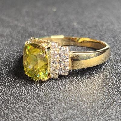 14k 5.07 Cttw Sphene And VS Diamond Ring Size 12
