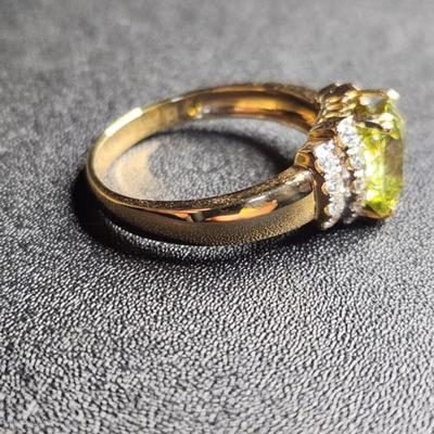 14k 5.07 Cttw Sphene And VS Diamond Ring Size 12