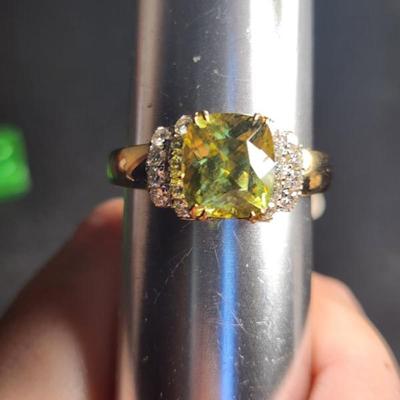 14k 5.07 Cttw Sphene And VS Diamond Ring Size 12