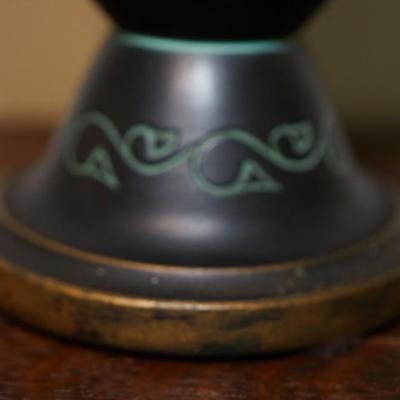 NORSE HANDLED VASE / INCISED DECORATION/ BRONZE UNDERTONES 14"