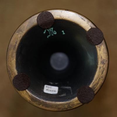 NORSE HANDLED VASE / INCISED DECORATION/ BRONZE UNDERTONES 14"