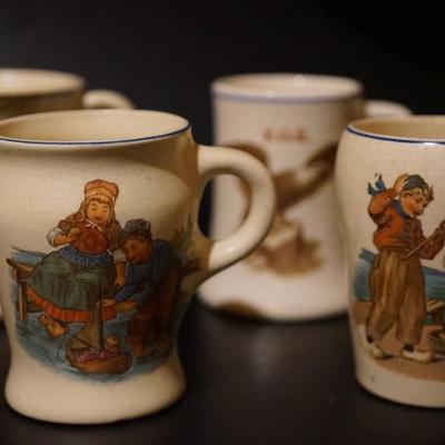 EARLY 1900'S DUTCH CHILDREN MUGS EARLY ROSEVILLE