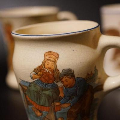 EARLY 1900'S DUTCH CHILDREN MUGS EARLY ROSEVILLE
