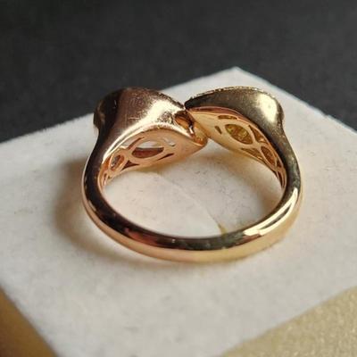 14k Toi Et Moi Morganite, White, Yellow Diamond Ring Size 8