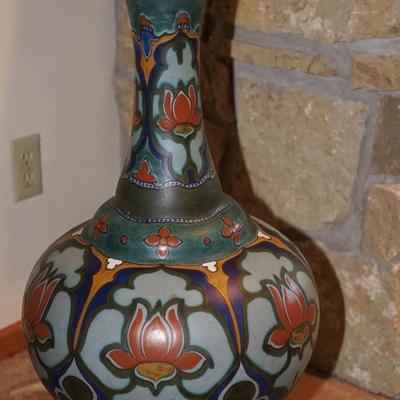 STUNNING 2FT 6" GOUDA POTTERY TAPERED NECK VASE BULBOUS BASE FORM. /HOLLANDIA/ AR