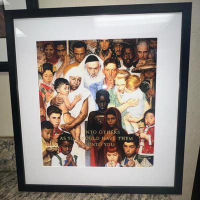 ART.COM Wall Giclee Print Golden Rule (Do unto others) 1960s Framed 19x20"