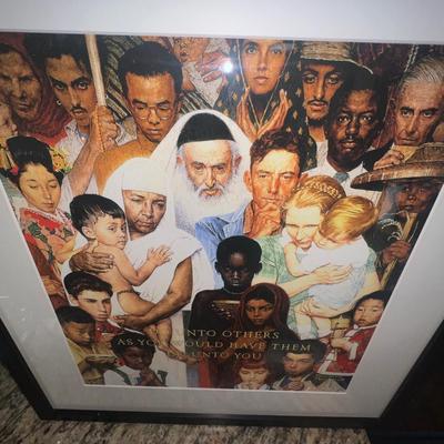 ART.COM Wall Giclee Print Golden Rule (Do unto others) 1960s Framed 19x20"