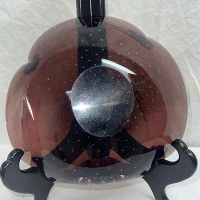 Amethyst Murano Italy Bubble Art Glass Shell Bowl or Ashtray Italy 1970s