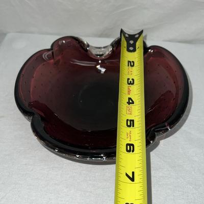 Amethyst Murano Italy Bubble Art Glass Shell Bowl or Ashtray Italy 1970s