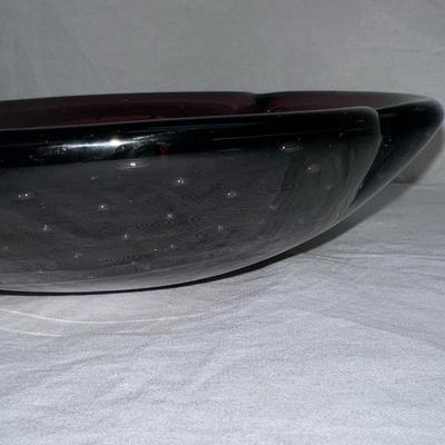 Amethyst Murano Italy Bubble Art Glass Shell Bowl or Ashtray Italy 1970s