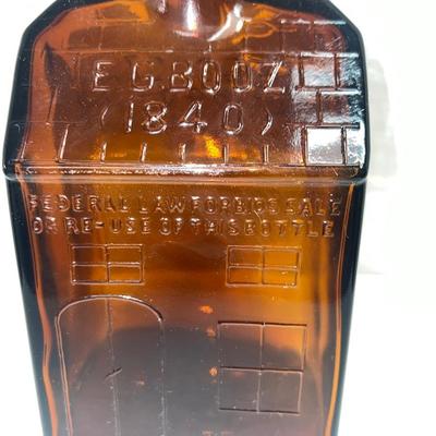 1840's Original Antique E.G Booz Whisky Empty Amber Bottle 1259 IDI