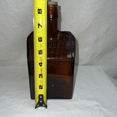 1840's Original Antique E.G Booz Whisky Empty Amber Bottle 1259 IDI