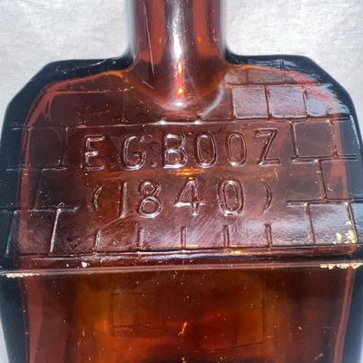 1840's Original Antique E.G Booz Whisky Empty Amber Bottle 1259 IDI